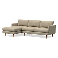 Haven Loft Set 02: RA Sofa, LA Chaise, Saddle Leather, Nut, Pecan, Trillium