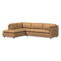 Marin 114" Left 2-Piece Bumper Chaise Sectional, Standard Depth, Saddle Leather, Nut