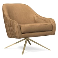 Roar & Rabbit Swivel Chair, Poly, Saddle Leather, Nut, Antique Brass