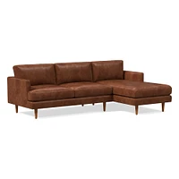 Haven Loft Set 02: RA Sofa, LA Chaise, Saddle Leather, Nut, Pecan, Trillium