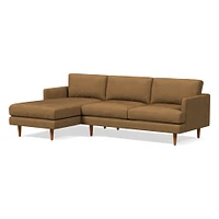 Haven Loft Set 02: RA Sofa, LA Chaise, Saddle Leather, Nut, Pecan, Trillium