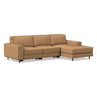 Axel Motion 108" Right 3-Piece Reclining Chaise Sectional, Saddle Leather, Nut, Dark Bronze