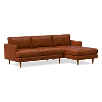 Haven Loft Set 02: RA Sofa, LA Chaise, Saddle Leather, Nut, Pecan, Trillium