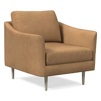 Sloane Chair, Poly, Saddle Leather, Nut, Champagne Bronze