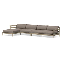 Hargrove Outdoor Sectional, Set 5: Left Arm Chaise + Armless Single Right Sofa Cushion Cover, Canvas, Natural