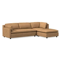 Marin 114" Right 3-Piece Ottoman Sectional, Standard Depth, Saddle Leather, Nut