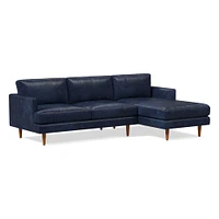 Haven Loft Set 02: RA Sofa, LA Chaise, Saddle Leather, Nut, Pecan, Trillium
