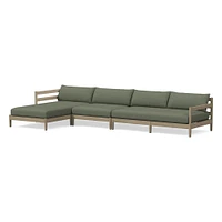 Hargrove Outdoor Sectional, Set 5: Left Arm Chaise + Armless Single Right Sofa Cushion Cover, Canvas, Natural