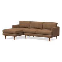 Haven Loft Set 02: RA Sofa, LA Chaise, Saddle Leather, Nut, Pecan, Trillium