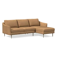 Sloane 96" Right 2-Piece Chaise Sectional, Saddle Leather, Nut, Champagne Bronze