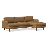Haven Loft Set 02: RA Sofa, LA Chaise, Saddle Leather, Nut, Pecan, Trillium
