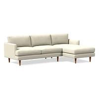 Haven Loft Set 02: RA Sofa, LA Chaise, Saddle Leather, Nut, Pecan, Trillium