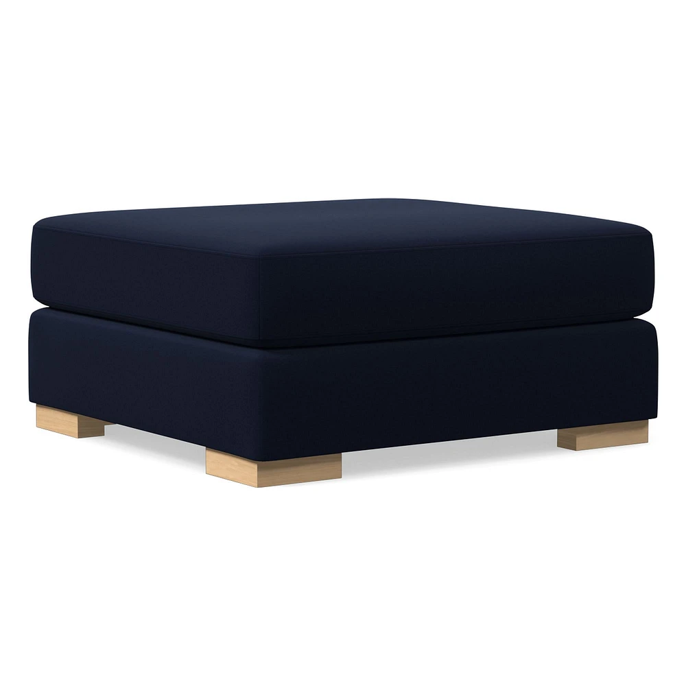 Chip & Dent: Nassau Ottoman, Performance Distressed Velvet, Ink Blue, Bld