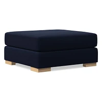 Chip & Dent: Nassau Ottoman, Performance Distressed Velvet, Ink Blue, Bld