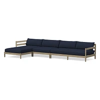 Hargrove Outdoor Sectional, Set 5: Left Arm Chaise + Armless Single Right Sofa Cushion Cover, Canvas, Natural