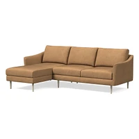 Sloane 96" Right 2-Piece Chaise Sectional, Saddle Leather, Nut, Champagne Bronze