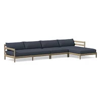 Hargrove Outdoor Sectional, Set 5: Left Arm Chaise + Armless Single Right Sofa Cushion Cover, Canvas, Natural
