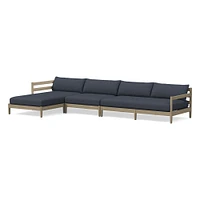 Hargrove Outdoor Sectional, Set 5: Left Arm Chaise + Armless Single Right Sofa Cushion Cover, Canvas, Natural