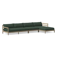 Hargrove Outdoor Sectional, Set 5: Left Arm Chaise + Armless Single Right Sofa Cushion Cover, Canvas, Natural