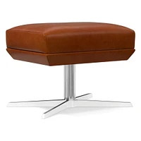 Austin Swivel Ottoman, Poly, Saddle Leather, Nut, Dark Bronze