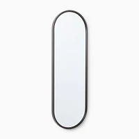 Metal Framed Pill Wall Mirror, Antique Brass, 16"Wx48"H