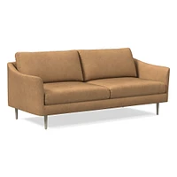Sloane 86" Sofa, Saddle Leather, Nut, Champagne Bronze