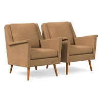 Carlo Mid-Century Chair, Poly, Saddle Leather, Nut, Pecan