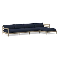 Hargrove Outdoor Sectional, Set 5: Left Arm Chaise + Armless Single Right Sofa Cushion Cover, Canvas, Natural