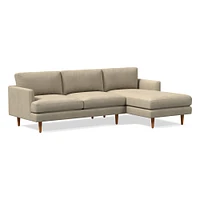 Haven Loft Set 02: RA Sofa, LA Chaise, Saddle Leather, Nut, Pecan, Trillium