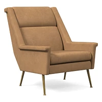 Carlo Highback Chair, Poly, Saddle Leather, Nut, Brass