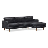 Haven Loft Set 02: RA Sofa, LA Chaise, Saddle Leather, Nut, Pecan, Trillium