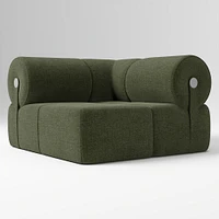 Samos Sectional Armless Performance Yarn Dyed Linen Weave Alabaster
