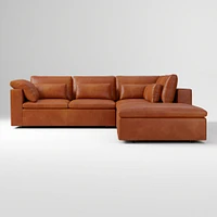 Harmony Modular 121" Left Multi Seat 4-Piece Sectional, Standard Depth, Saddle Leather, Nut