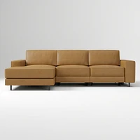 Axel Motion 108" Right 3-Piece Reclining Chaise Sectional, Saddle Leather, Nut, Dark Bronze