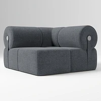 Samos Sectional Armless Performance Yarn Dyed Linen Weave Alabaster