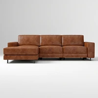 Axel Motion 108" Right 3-Piece Reclining Chaise Sectional, Saddle Leather, Nut, Dark Bronze