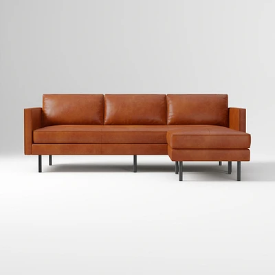 Axel 89" Reversible Sectional, Saddle Leather, Nut, Metal