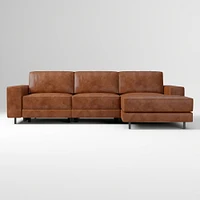 Axel Motion 108" Right 3-Piece Reclining Chaise Sectional, Saddle Leather, Nut, Dark Bronze