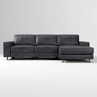 Axel Motion 108" Right 3-Piece Reclining Chaise Sectional, Saddle Leather, Nut, Dark Bronze