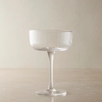Fluted Glassware, Coupe Glass, Clear, Set of 4