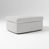 Enzo Storage Ottoman, Poly, Yarn Dyed Linen Weave, Alabaster, Concealed Support