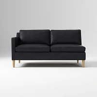 Hamilton 88" 3-Piece Sectional, Ludlow Leather, Gray Smoke, Almond