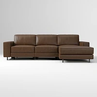 Axel Motion 108" Right 3-Piece Reclining Chaise Sectional, Saddle Leather, Nut, Dark Bronze