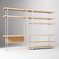 Pierce Wall Desk & Wide Open Shelf Unit, Blonde/Black