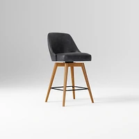 Mid-Century Swivel Stool, Saddle Leather, Acorn