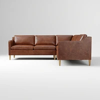 Hamilton 88" 3-Piece Sectional, Ludlow Leather, Gray Smoke, Almond