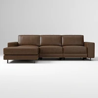 Axel Motion 108" Right 3-Piece Reclining Chaise Sectional, Saddle Leather, Nut, Dark Bronze