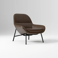 Fillmore Leather Mid Century Chair Poly Saddle Nut Matte Black
