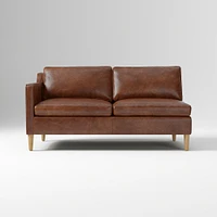 Hamilton 88" 3-Piece Sectional, Ludlow Leather, Gray Smoke, Almond