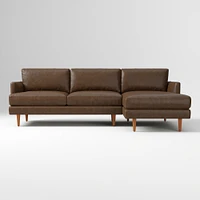 Haven Loft Set 02: RA Sofa, LA Chaise, Saddle Leather, Nut, Pecan, Trillium
